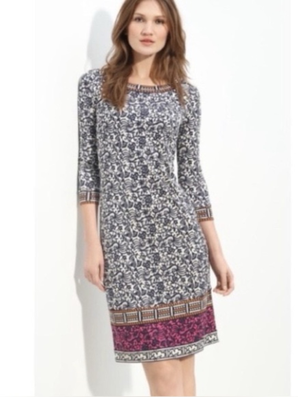 Tory Burch Carmela Silk Dress in Ivory Swirl